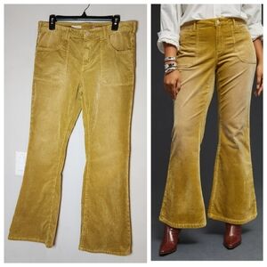 Anthropologie Pilcro Golden Yellow Icon Corduroy Flare Jeans Pants Size 31 (12)